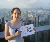HI Sam from Hong Kong, at the top of a very tall building!